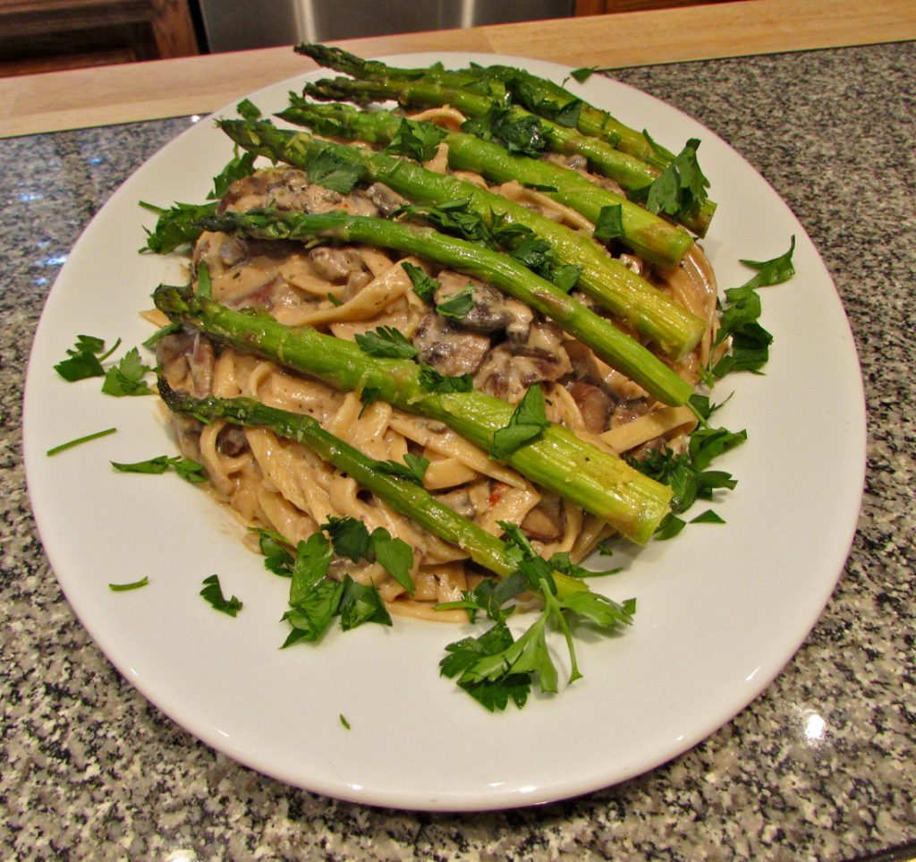 Mushroom Fettuccine with Asparagus - Paso Robles