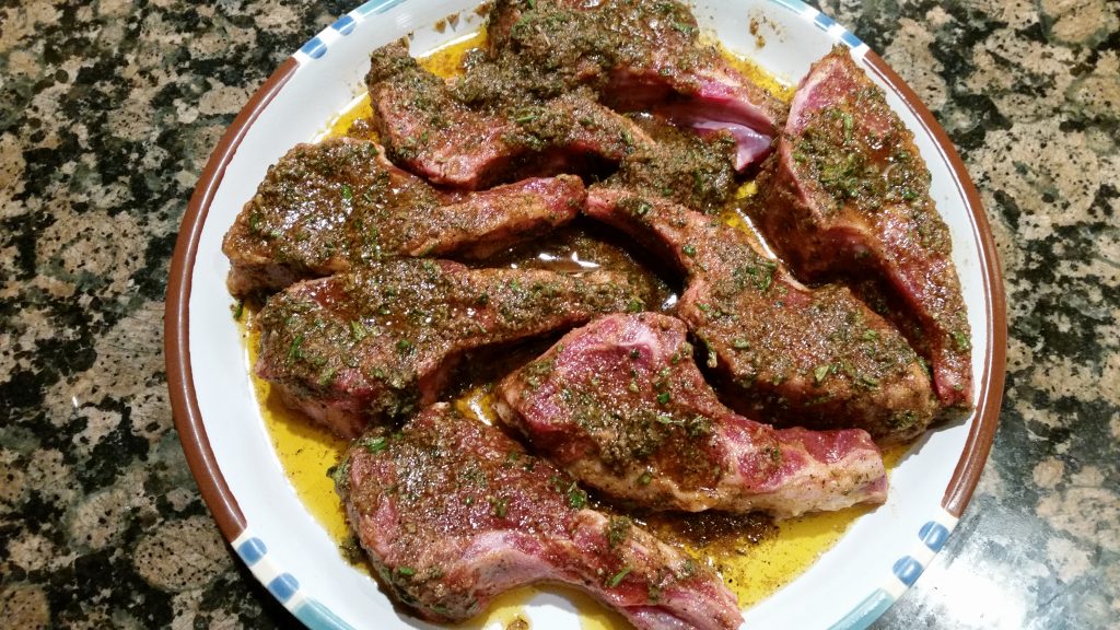 Lamb chops in marinade