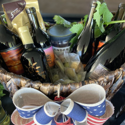 Silent auction wine gift basket at Taste of the Back Roads 2025